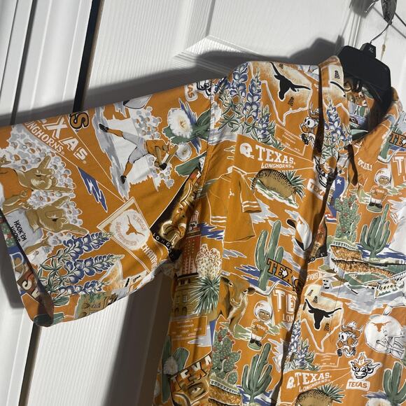 Vintage 90s Reyn Spooner UT Longhorns Shirt Men XL Orange NCAA Football Hawaiian - Picture 3 of 13